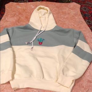 Yellow and green cactus hooded sweatshirt size S